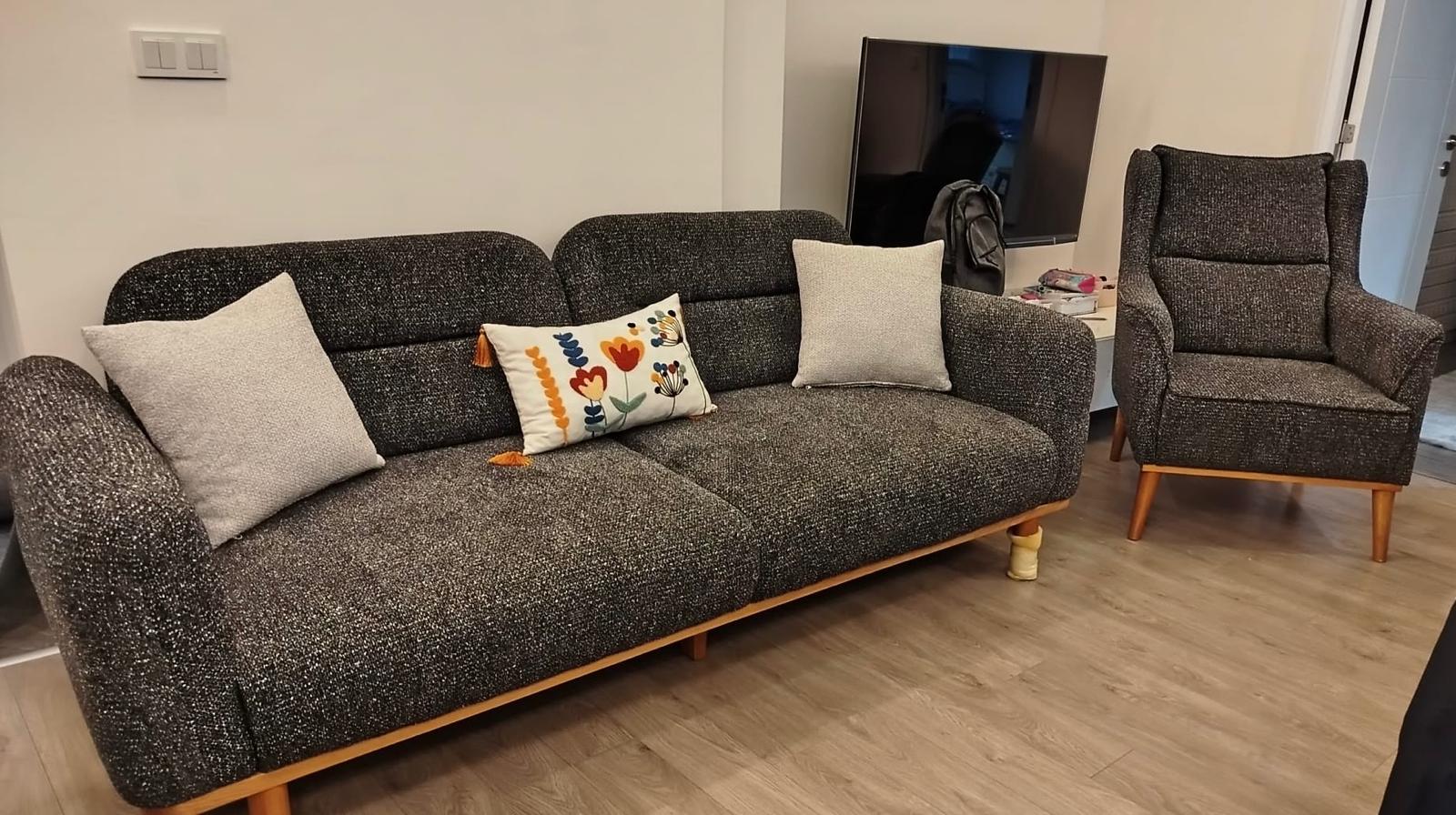 Ferrara Antrasit Dokuma Kumaş Koltuk Takımı