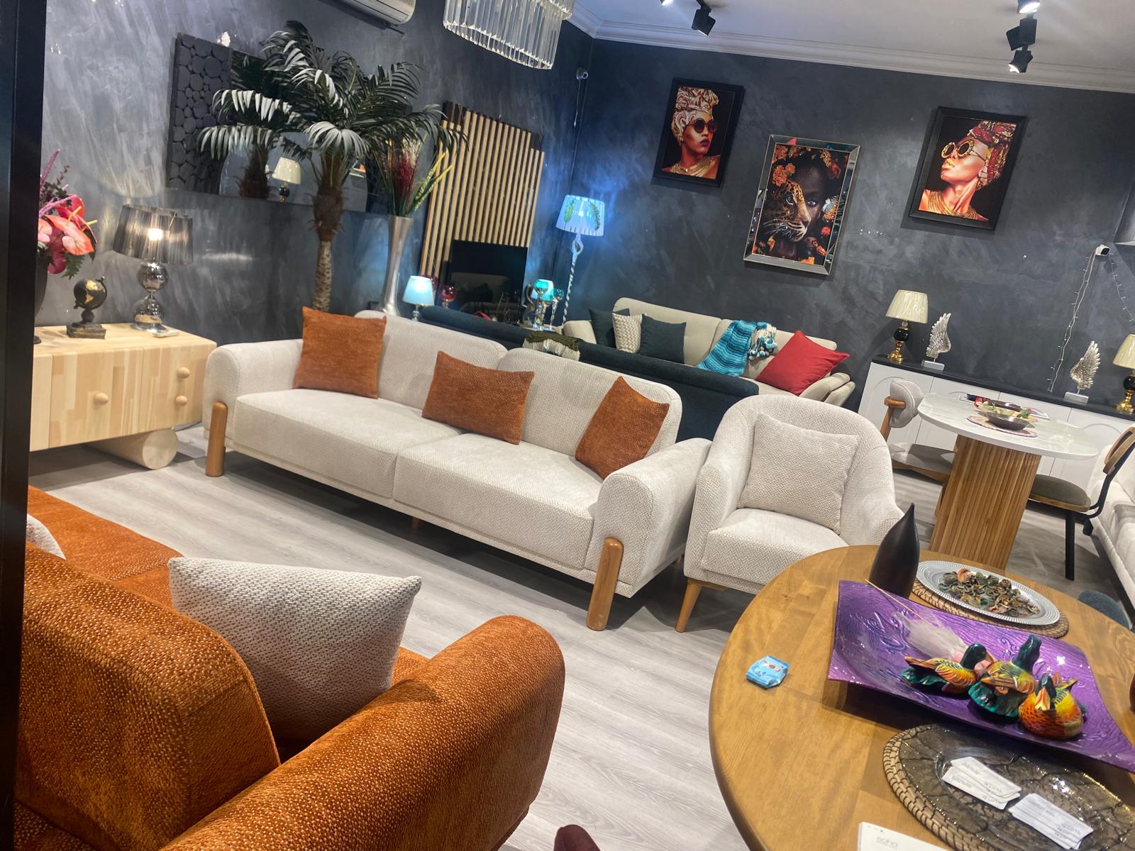 Modena Krem & Turuncu Salon Koltuk Takımı