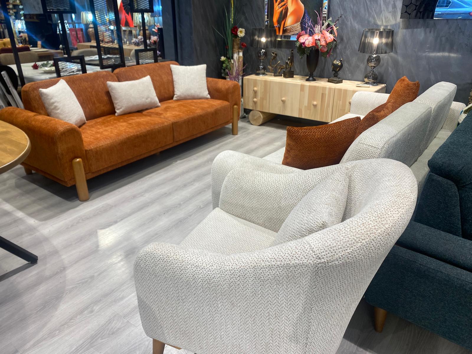 Modena Krem & Turuncu Salon Koltuk Takımı - Ürün Görseli 2